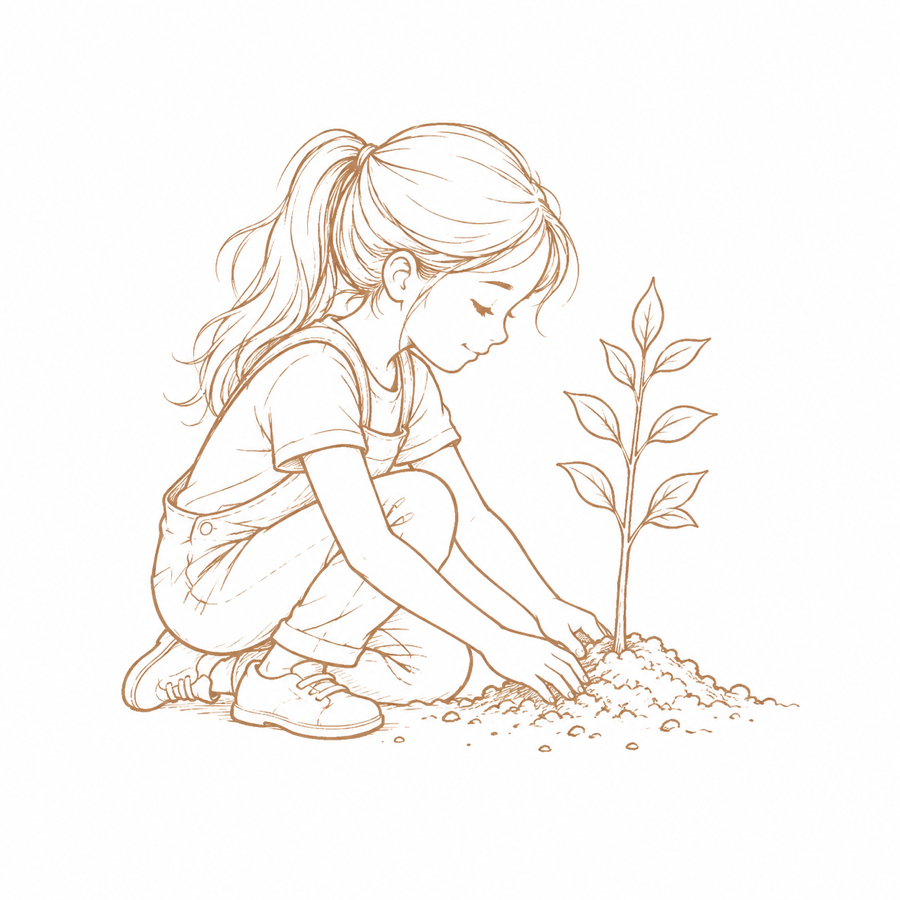 Girl planting a seedling